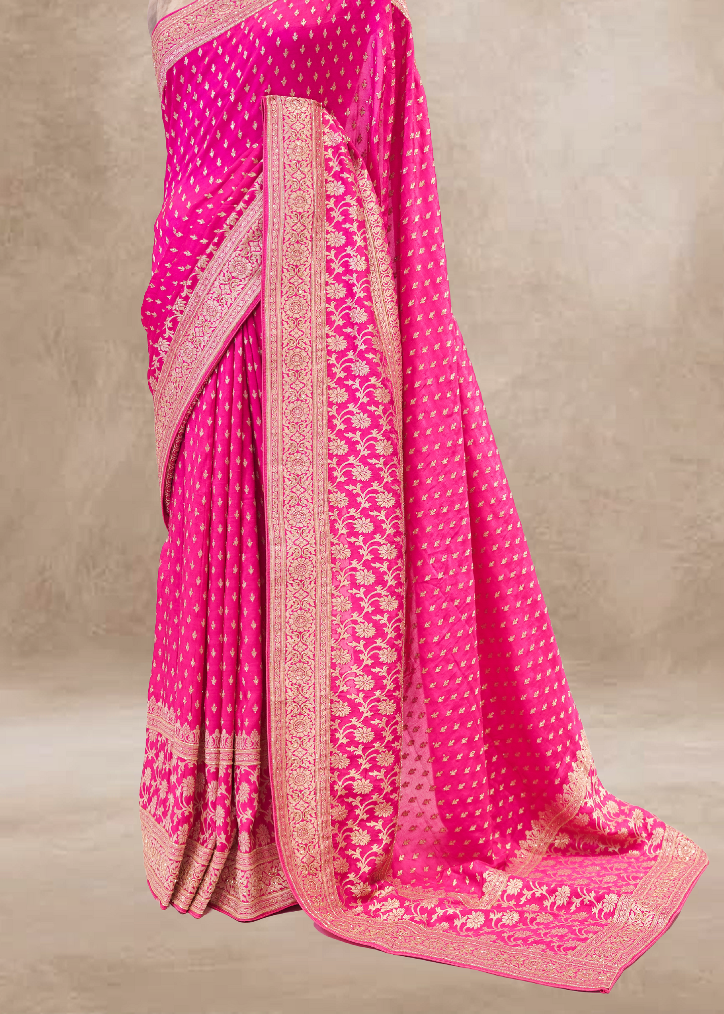 Rani Booti Embroidered Dola Silk Saree with Unstitched Blouse