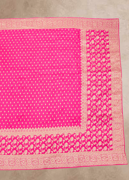 Rani Booti Embroidered Dola Silk Saree with Unstitched Blouse